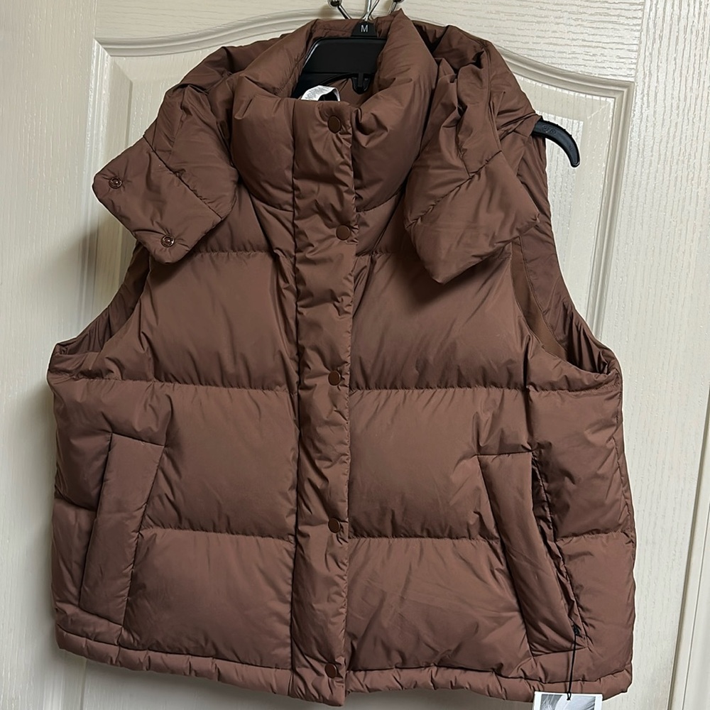 LULULEMON WUNDER PUFF CROPPED VEST WOMENS 10 ROASTED BROWN